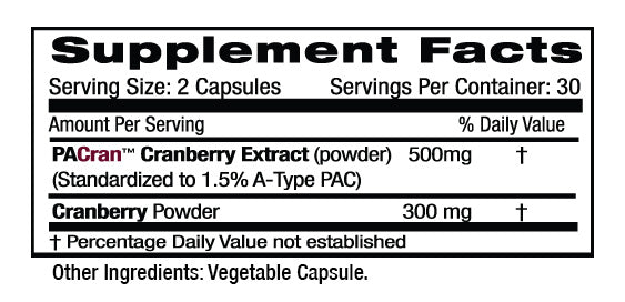 Emerald Labs Cranberry (60) Supplements Facts