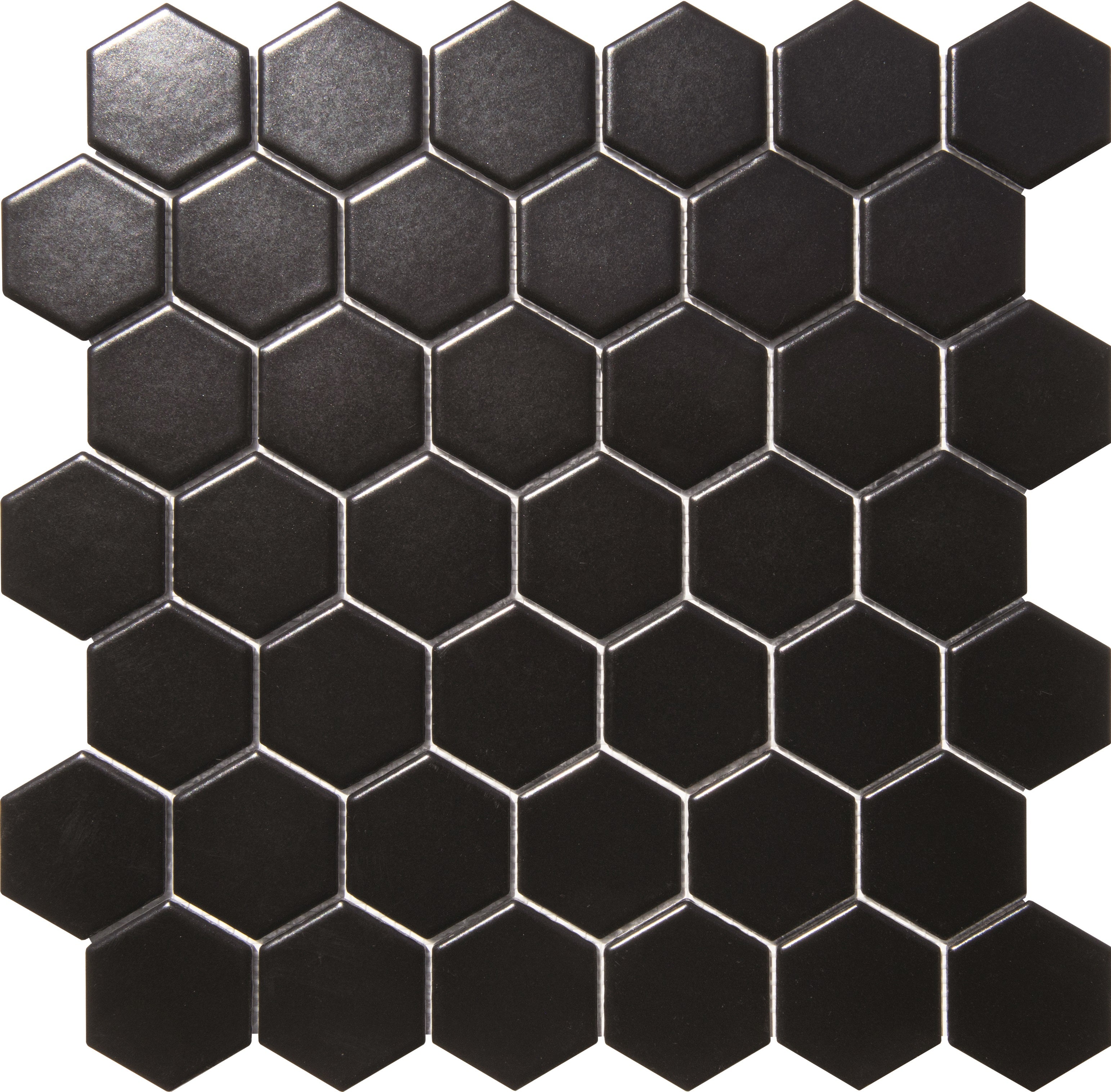 Black 2x2 Hexagon Porcelain Mosaic Tile