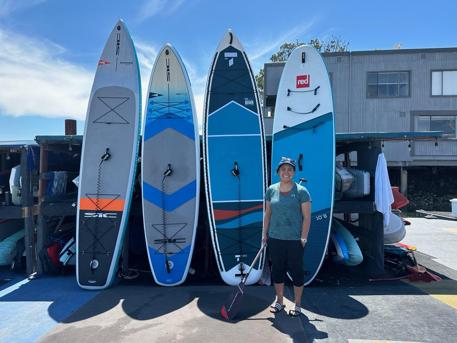 image of selection of paddle boards at Mike's Paddle