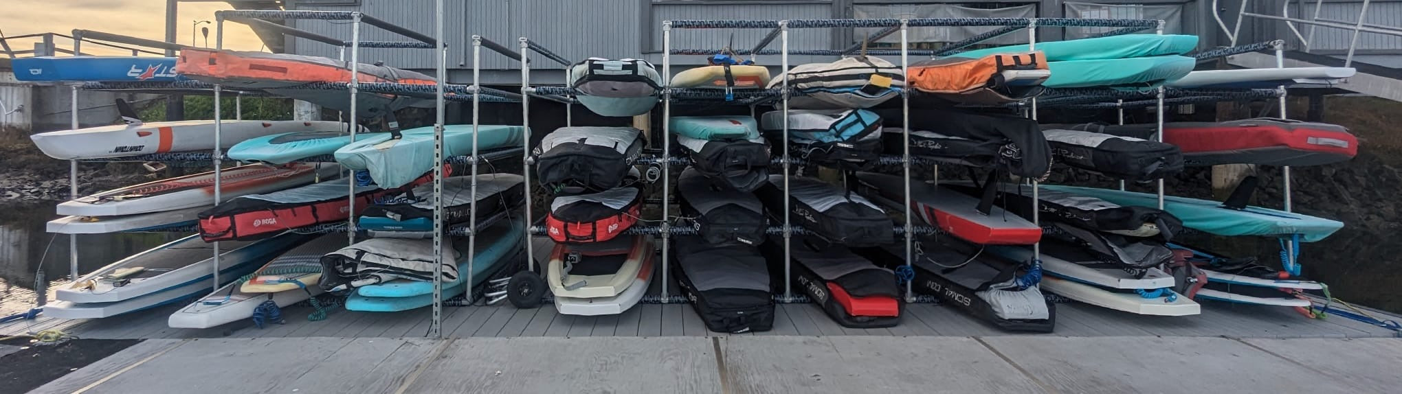 image of SUP paddle board storage at Mike's Paddle 