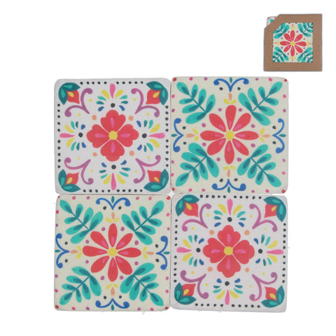 spanish inspired drink coaster set of four