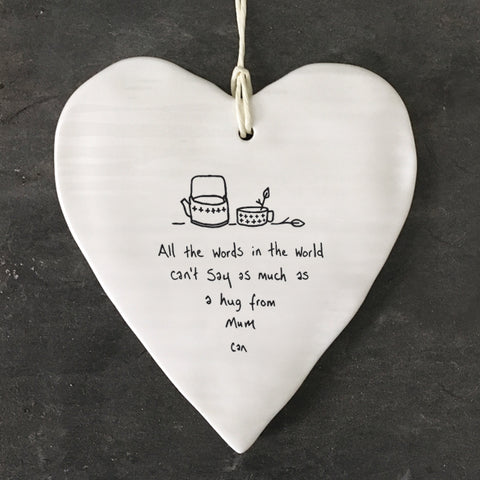 Porcelain Heart Coaster with Mum Saying 