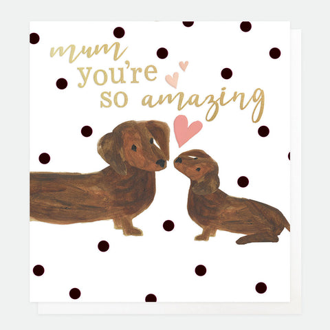 Polka Dot Two Dogs Mothers Day Card