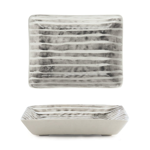 oblong trinket dish with lines 