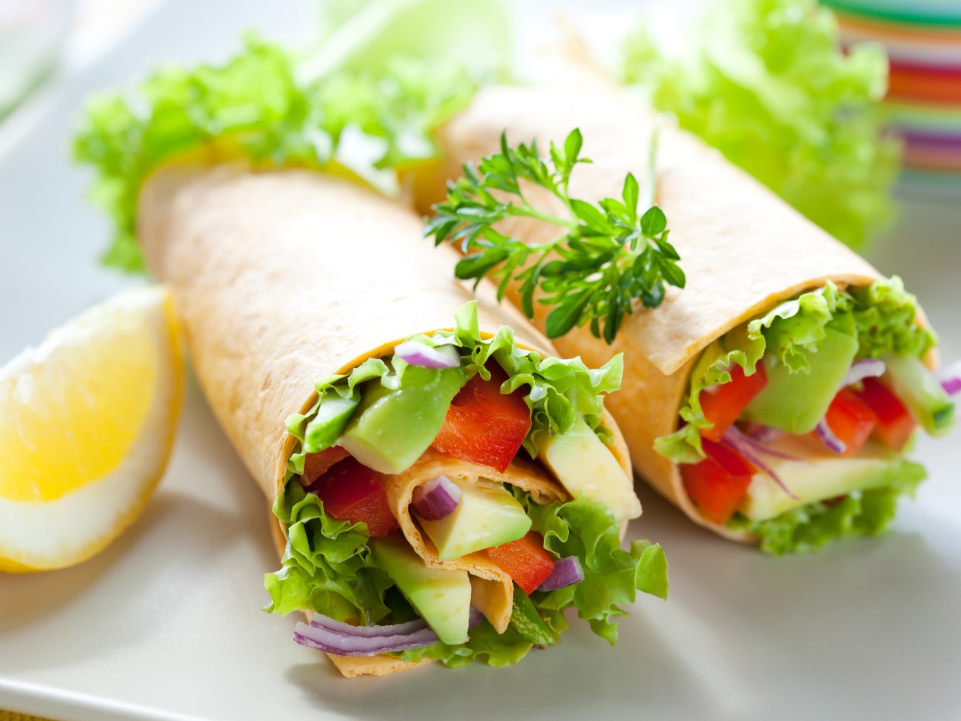 wraps with vegetables inside it