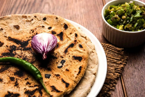 Jowar Roti with onion and green chilly