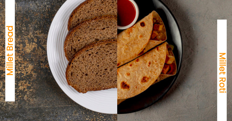 a plate with millet bread vs millet roti