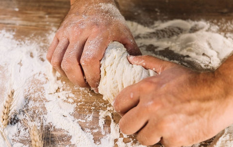 Making dough with hands