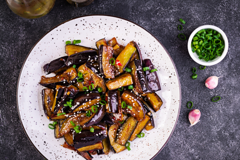 stir fried eggplant on a plate