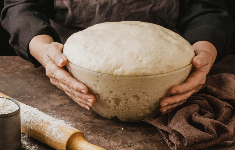 person holding kneaded dough