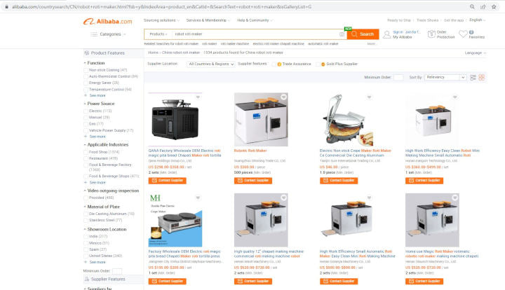cheap rotimatic alternatives listed on Alibaba.com including roti magic roti maker by wonderchef