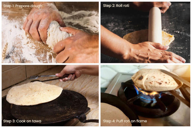 four essential steps in making a Roti
