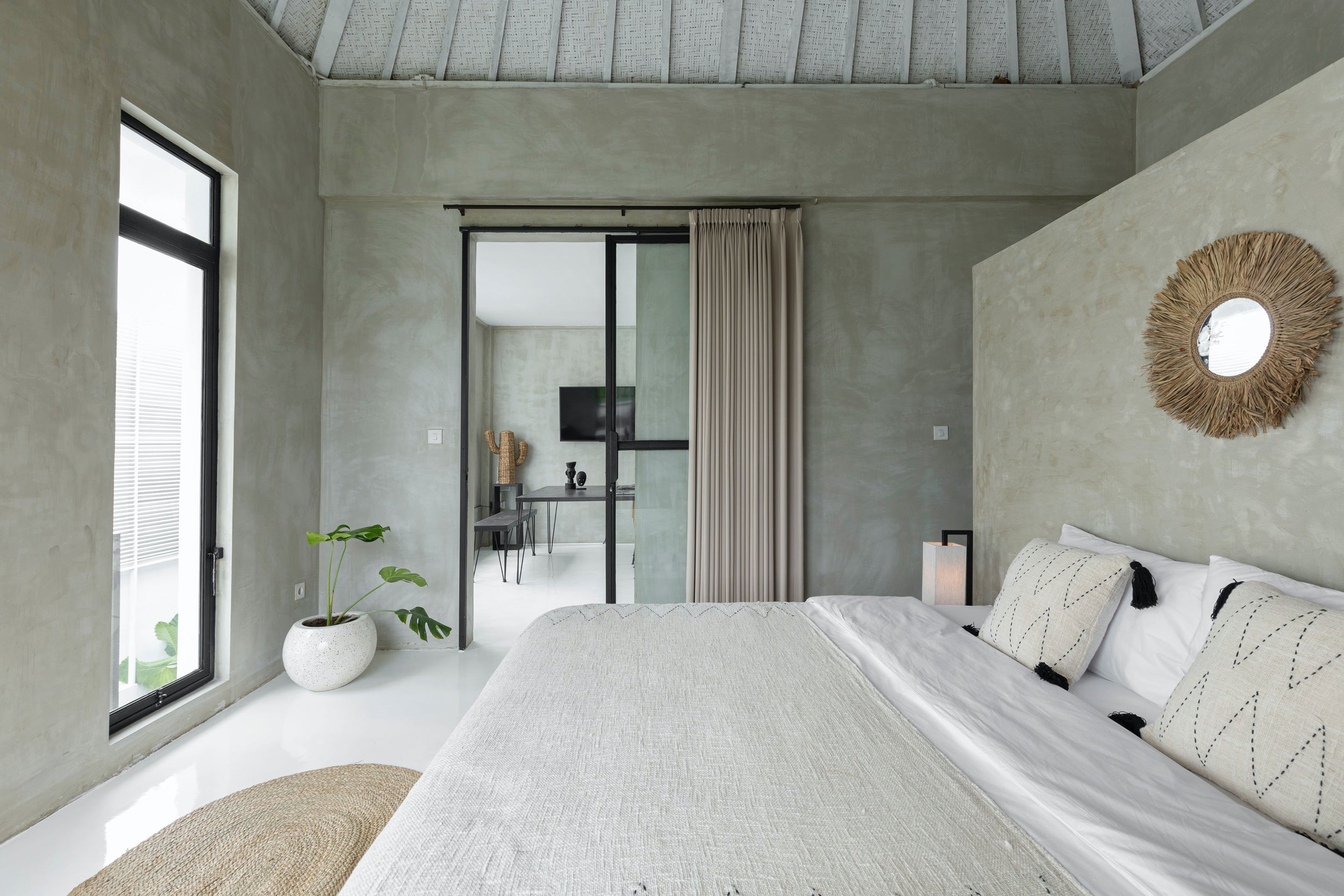 chambre style naturel vert gris