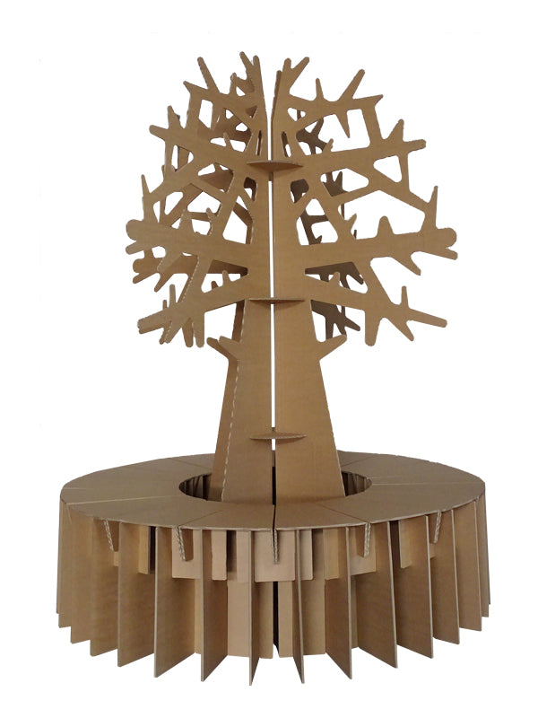 Bezwaar beeld patroon Set van kartonnen ronde bank en kartonnen boom — Karton Design