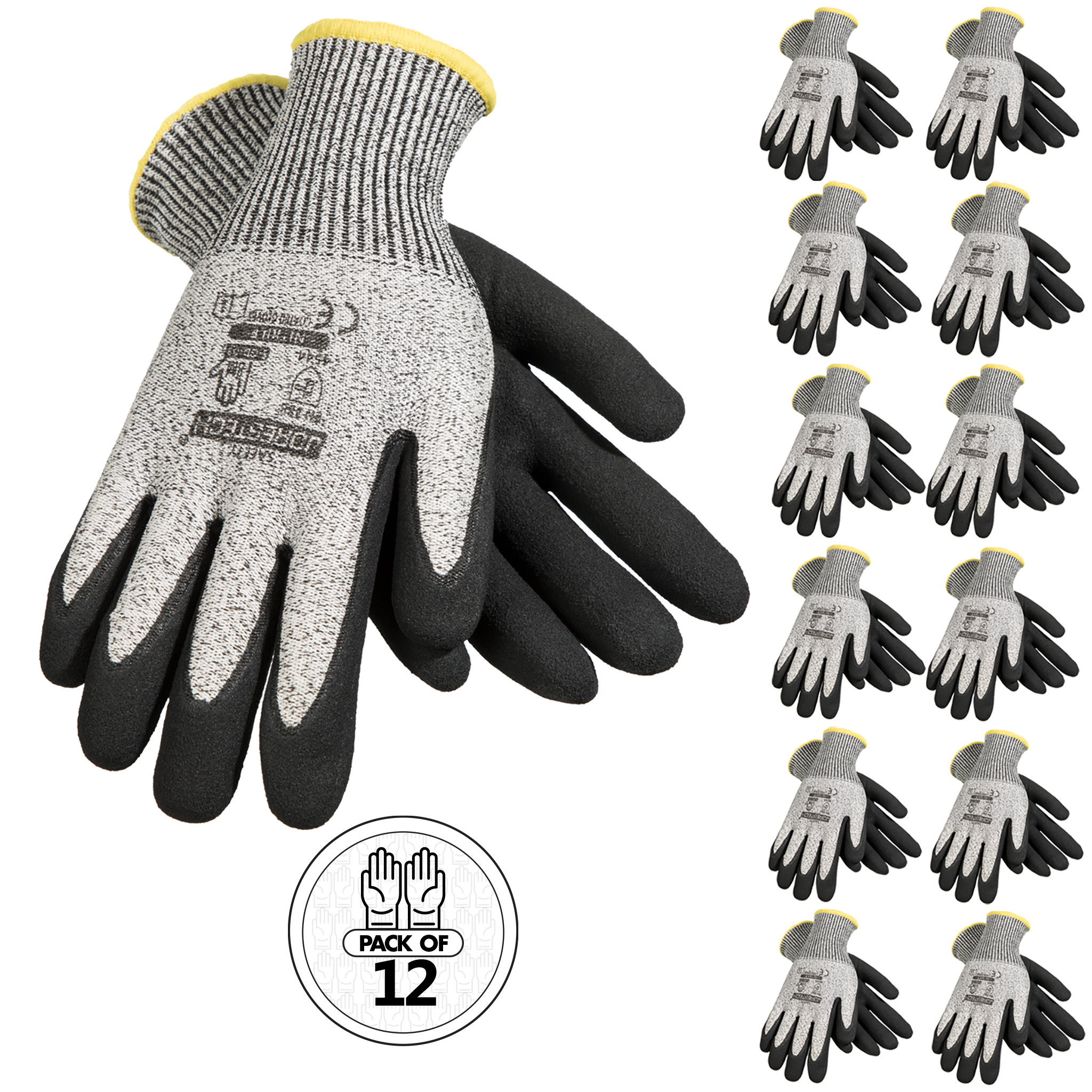 Work Gloves with Latex Dipped Palms - 12-Pack  Technopack Safety & PPE –  Technopack Corporation
