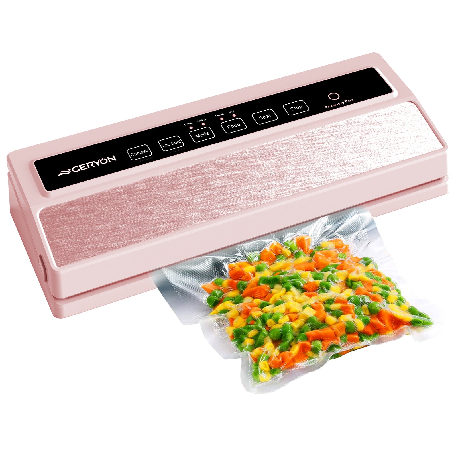GERYON Vacuum Sealer Machine, Automatic Food Sealer Detachable Design|Led Indicator Lights|Dry Moist Food Modes| Compact Design w/Starter Kit(Pink)