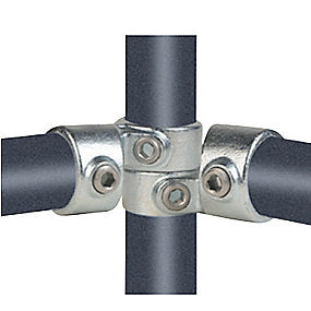 Pipe Clamps T-samling med justerbar sideudgang. 48,3 mm x 11/2''. Galvaniseret. Reol system