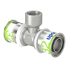 Uponor S-Press PLUS t-stykke med muffe på afgrening 32 x 1/2'' x 32 mm