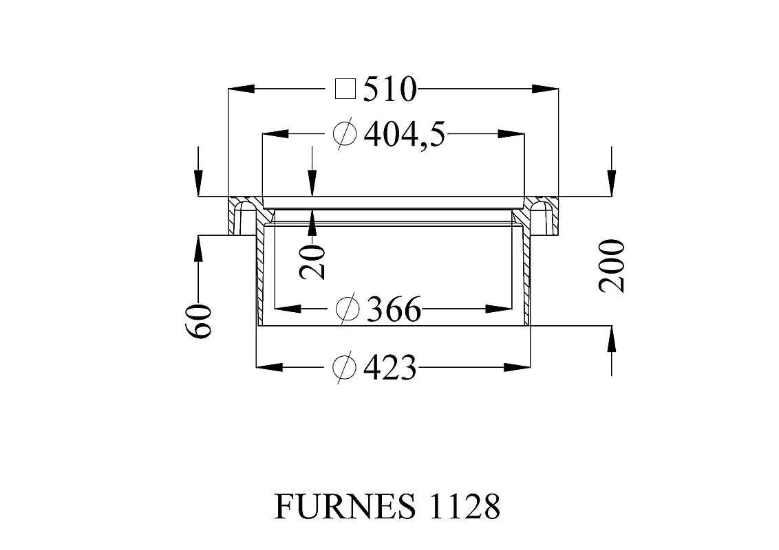 RJ Basic Firkantet karm med dæksel 425mm