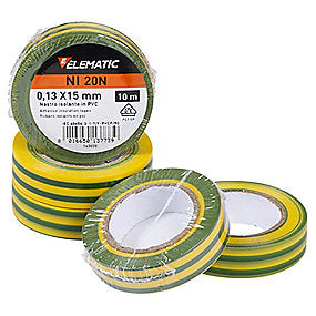 PVC Tape 15mm x 10m gul/grøn