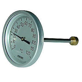 Rüeger TCH termometer 65x125 mm. Rustfrit stål. 0-120°C