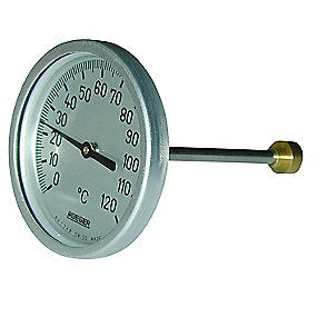 Rüeger TCH termometer 100x125 mm. Rustfrit stål, frontring i aluminium. 0-120°C