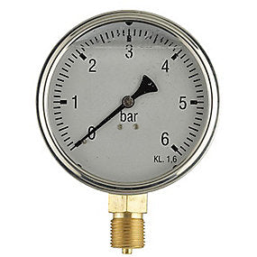 Erik Færgemann Vakuum-manometer Ø63 mm, 1/4'' (ned), glycerinfyldt, -1/+3 bar