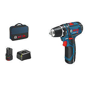 Bosch bore-/skruemaskine 12V GSR 12V-15, kompakt inkl 2x2,0 Ah batterier & lader & taske