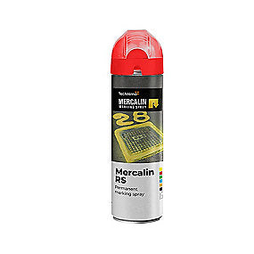 Mercalin markeringsspray 500ml RS rød, bl.a. t/asfalt, beton, græs, grus, træ, sten & is