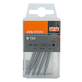 Bahco bits tx20 70mm 59s/70t20 industribits, 5 stk i boks