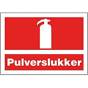 Pulverslukker Plast skilt. Str. A4 210 x 297mm