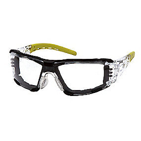 Pyramex Fyxate Foam Sikkerhedsbrille klar, grå/lime, aftageligt elastikbånd