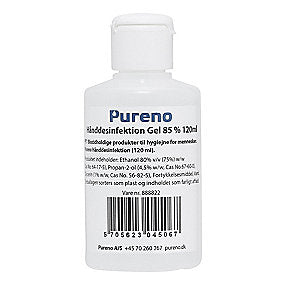 Pureno håndsprit 120ml Gel 85% alkohol med glycerin m/pumpe