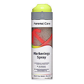 Pureno markeringsspray 500ml Gul beregnet til mærkning på veje, bygninger, tuneller m.m.