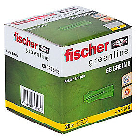 Fischer gasbetondybel GB 8 GB Green, til porebeton, mindst 50% bæredygtigt mat.-pk a 20stk