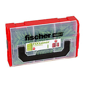 Fischer FixTainer sort. Boks UX Dybler, Green, mindst 50% bæredygtigt mat. - 210stk ass.