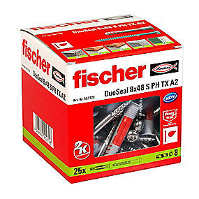 Fischer DuoSeal dybel 8 x 48 S A2, forseglet dybel til våde områder - pk a 25