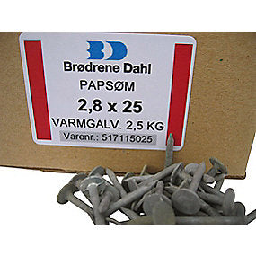 Tagpapsøm 2,8x25mm Varmgalvaniseret -1285 stk. pr. pakke