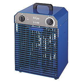 BLUE ELECTRIC Varmeblæser 9kw med regulerbar termostat. 4-trinsomskifter 400V