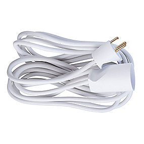 E-line forlængerledning 3G1,0 H05VV-F, med jord, 230V/13A, plastkabel, 5m, hvid