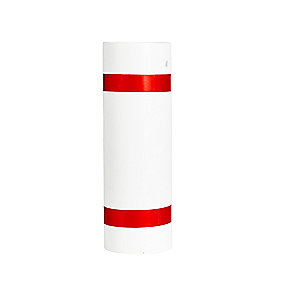Langtgods afmærker ø100mmx30cm. Hvid plast cylinder, med rød refleksbånd og med monteret snor