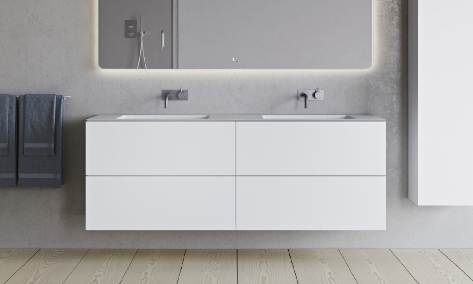 SQ2 160 dobbelt kabinet med dobbelt vask - Copenhagen Bath