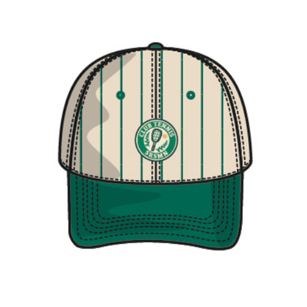 Casquette crème et verte à rayures et visière contrastante, enfant || Cream and green striped cap with contrasting peak, child - Sourismini Wholesale US product image