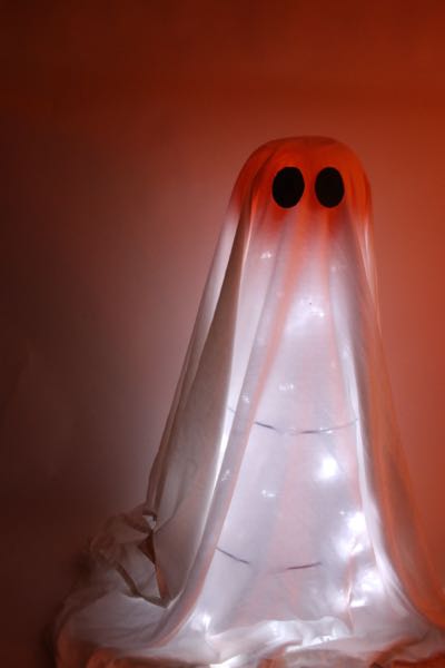 Halloween Crafts with Lights: Tomato Cage Ghost – Christmas Light Source