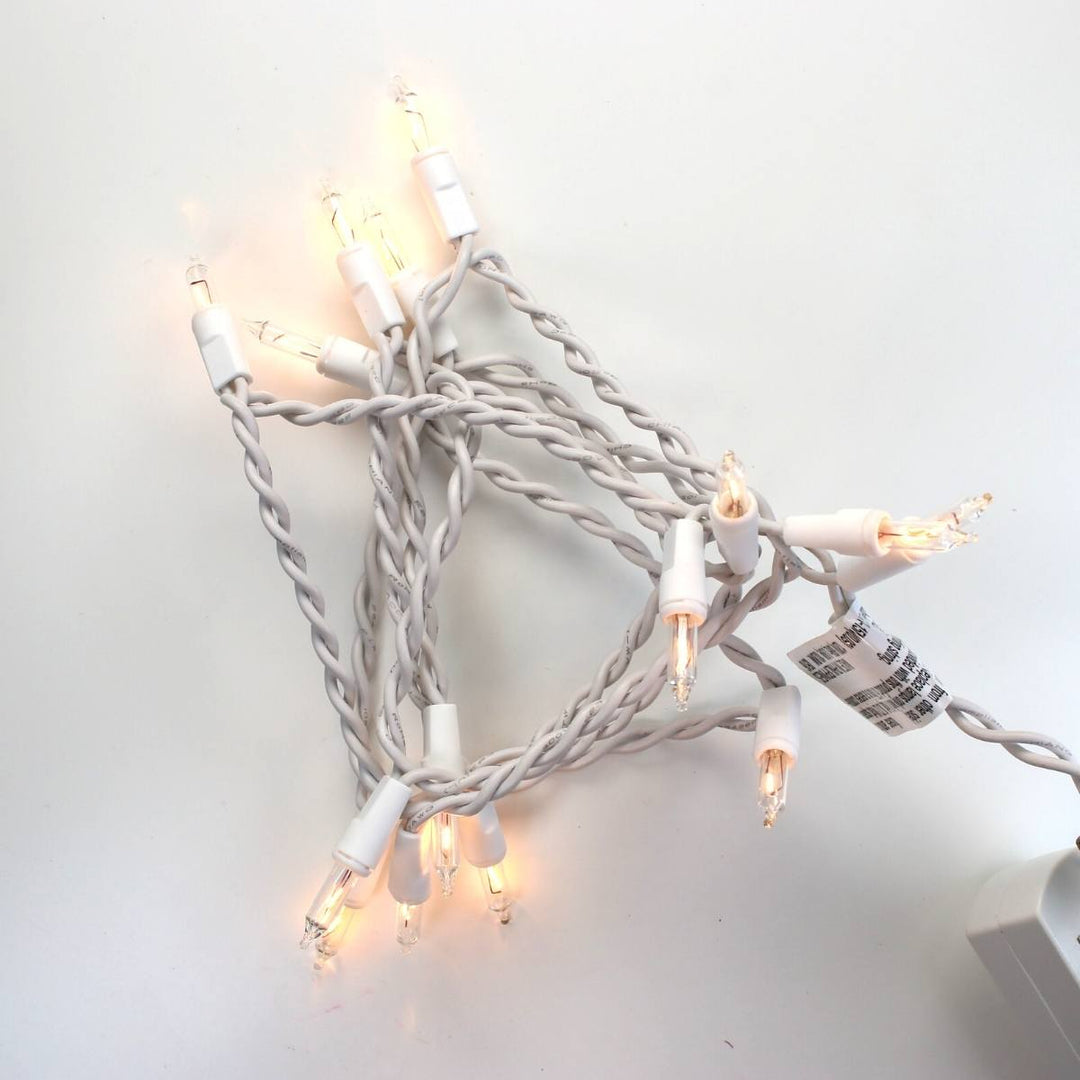 Battery Operated Mini Lights, White Wire – Christmas Light Source