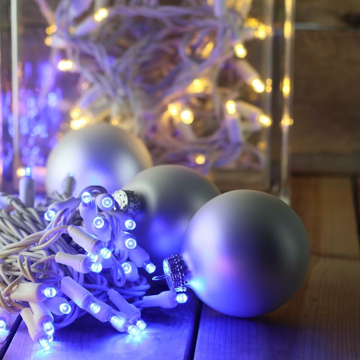 5mm Blue LED Christmas Lights, White Wire – Christmas Light Source