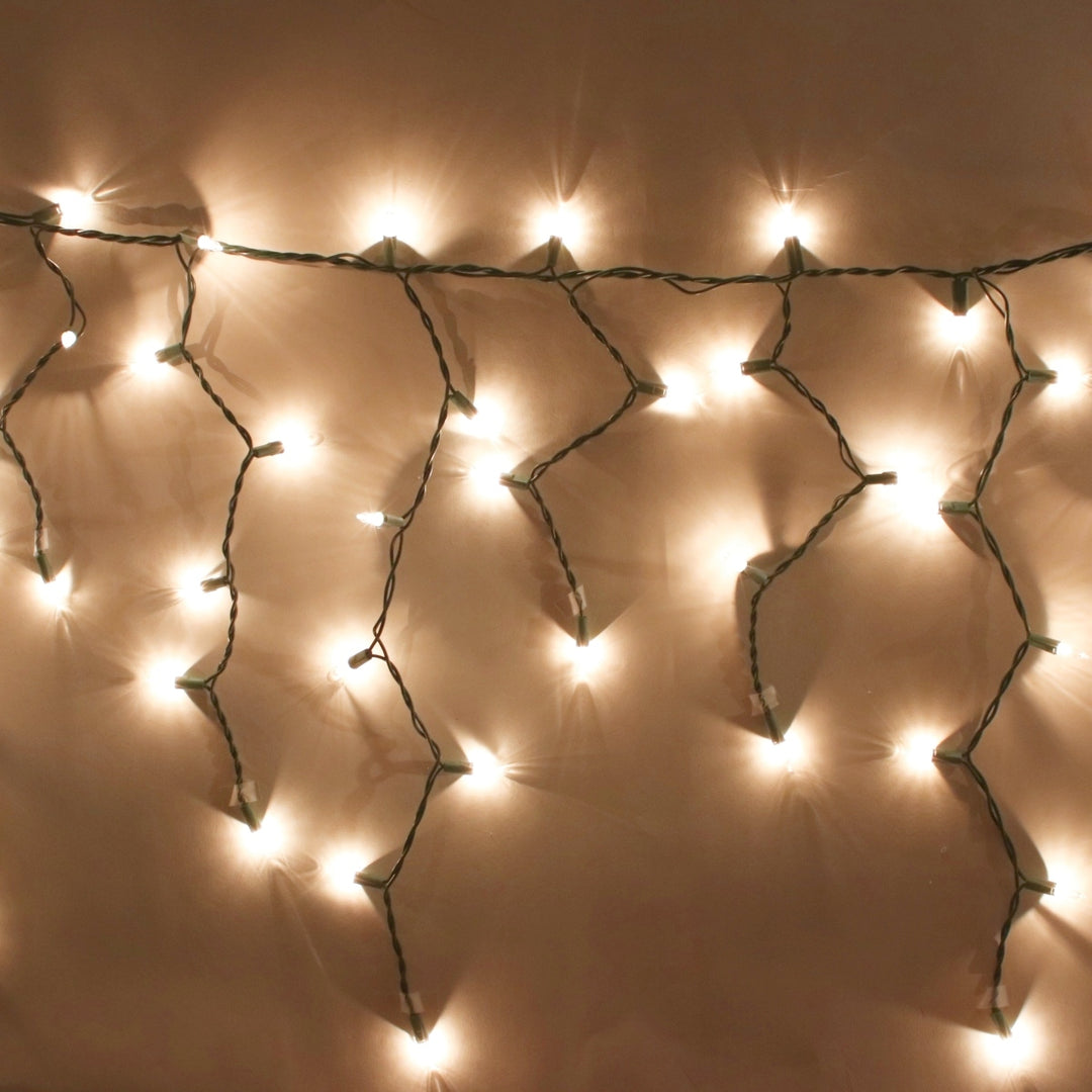 150-bulb Clear Glass Icicle Lights, White Wire – Christmas Light