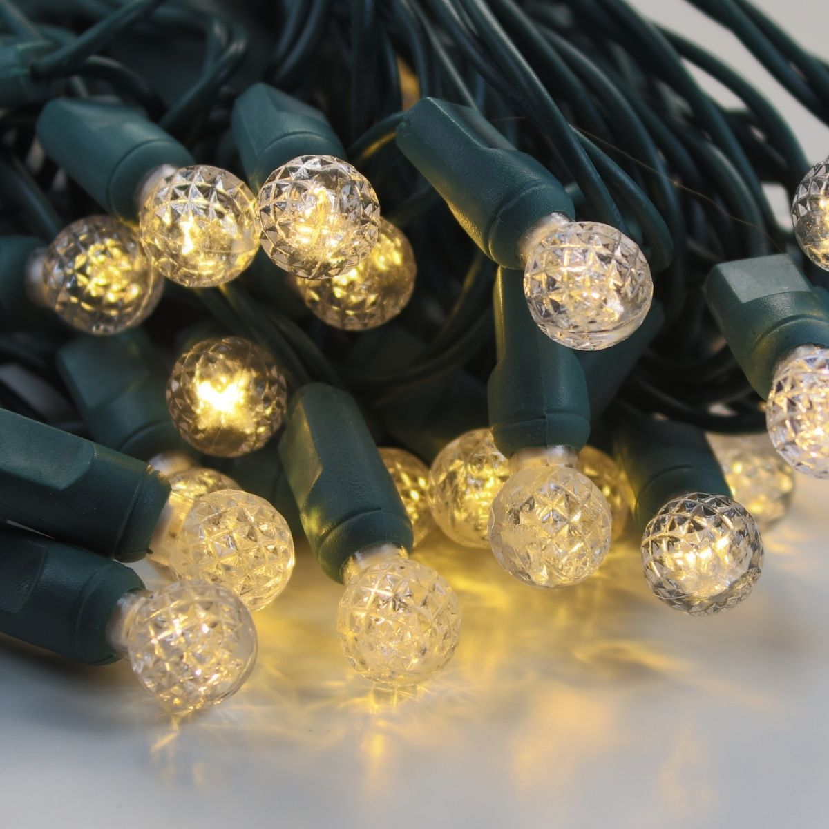 50-light G12 Warm White LED Christmas Lights, 4 Spacing Green Wire, Christmas  Light Source