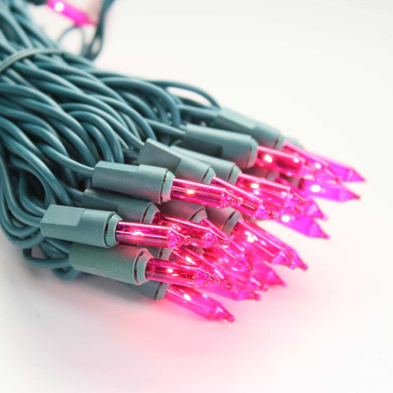 pink mini lights green wire