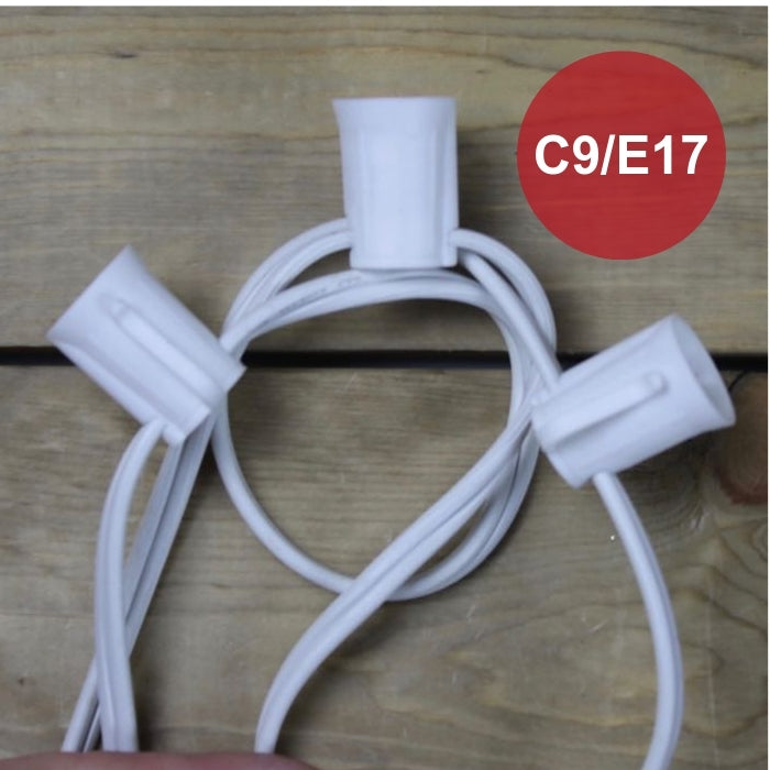 C9 (E17) 100' Cord 12" Spacing, White SPT-2 Wire